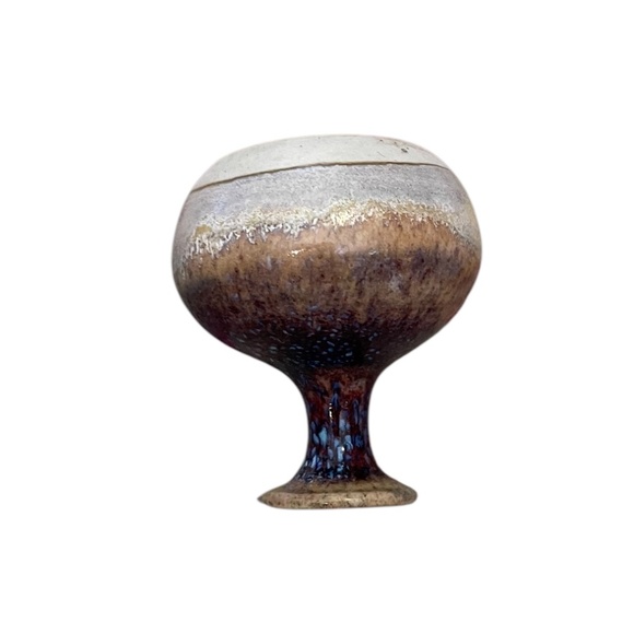 Signed Tiny Flat Earth Pottery Glaze Multicolor Bud Vase - Picture 5 of 6